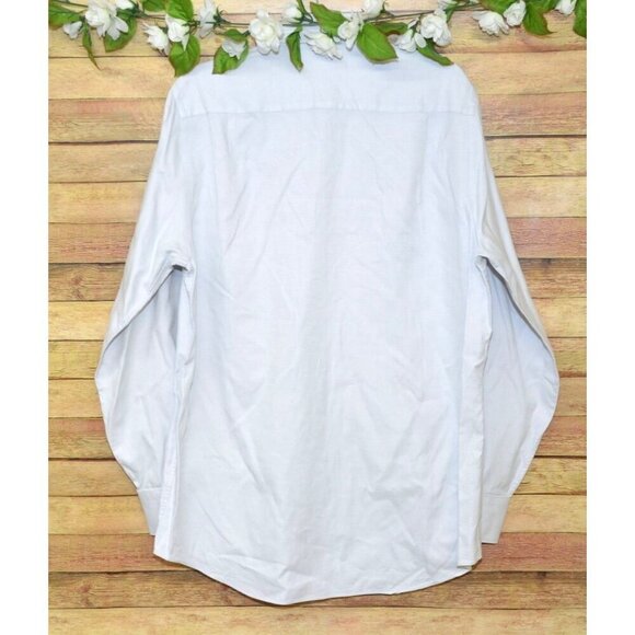 J.Hilburn 17 34 Mens Dress Shirt Light Gray Micro Check Woven Italy Long Sleeve - Picture 4 of 9